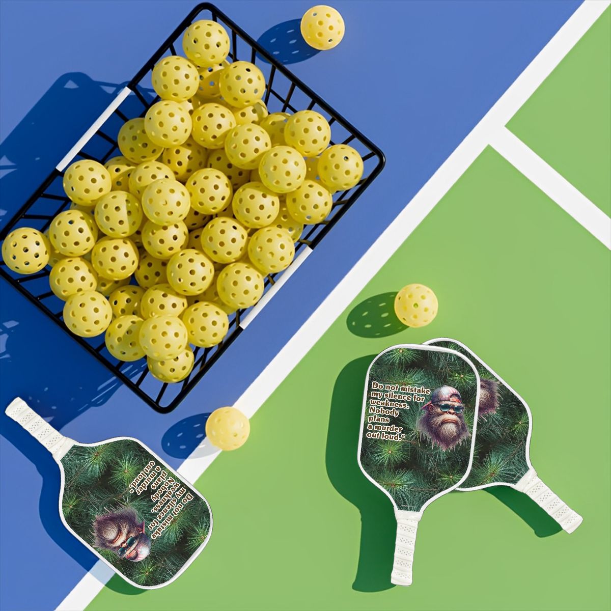 "No one plans a murder out loud" Bigfoot, Sasquatch Quote, Pickleball Paddle