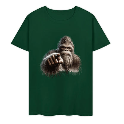 Bigfoot - Sasquatch Pointing Short Sleeve Cotton T-Shirt