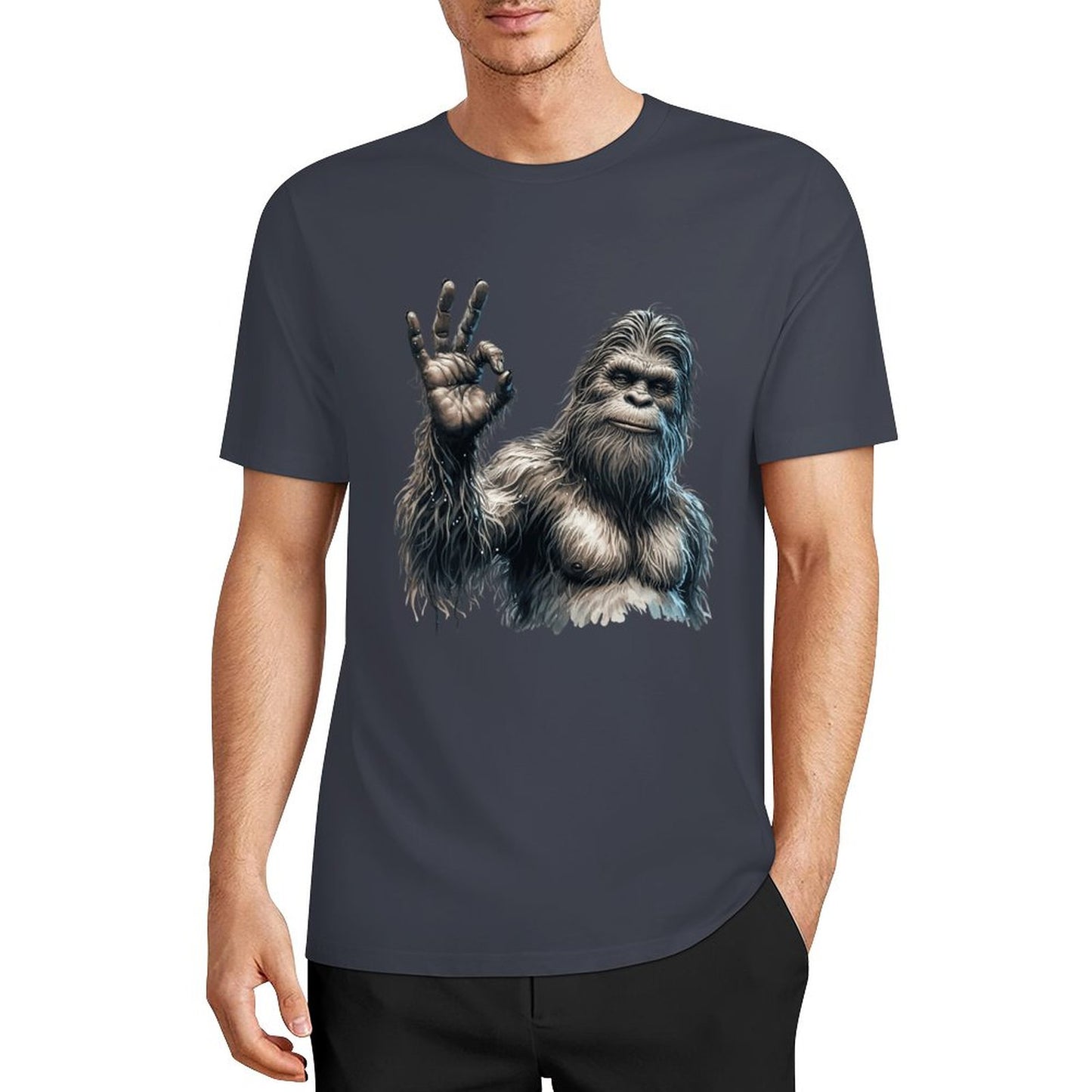 Bigfoot - Sasquatch "Ok" Short Sleeve Cotton T-Shirt