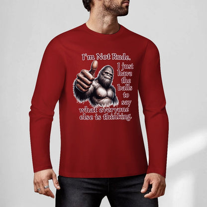 Bigfoot / Sasquatch "I'm Not Rude", Cotton Unisex Long Sleeve T-shirt