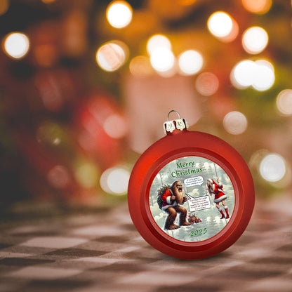 Sasquatch argue Woman, Christmas Ball Ornament, Tree Decoration, Holiday Décor