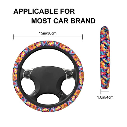 Hawaiian Flowers, Rugged Auto Steering Wheel Cover - 15"