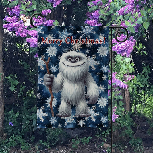 Yeti "Merry Christmas..", Garden Flag 12"x18" (Made in USA)