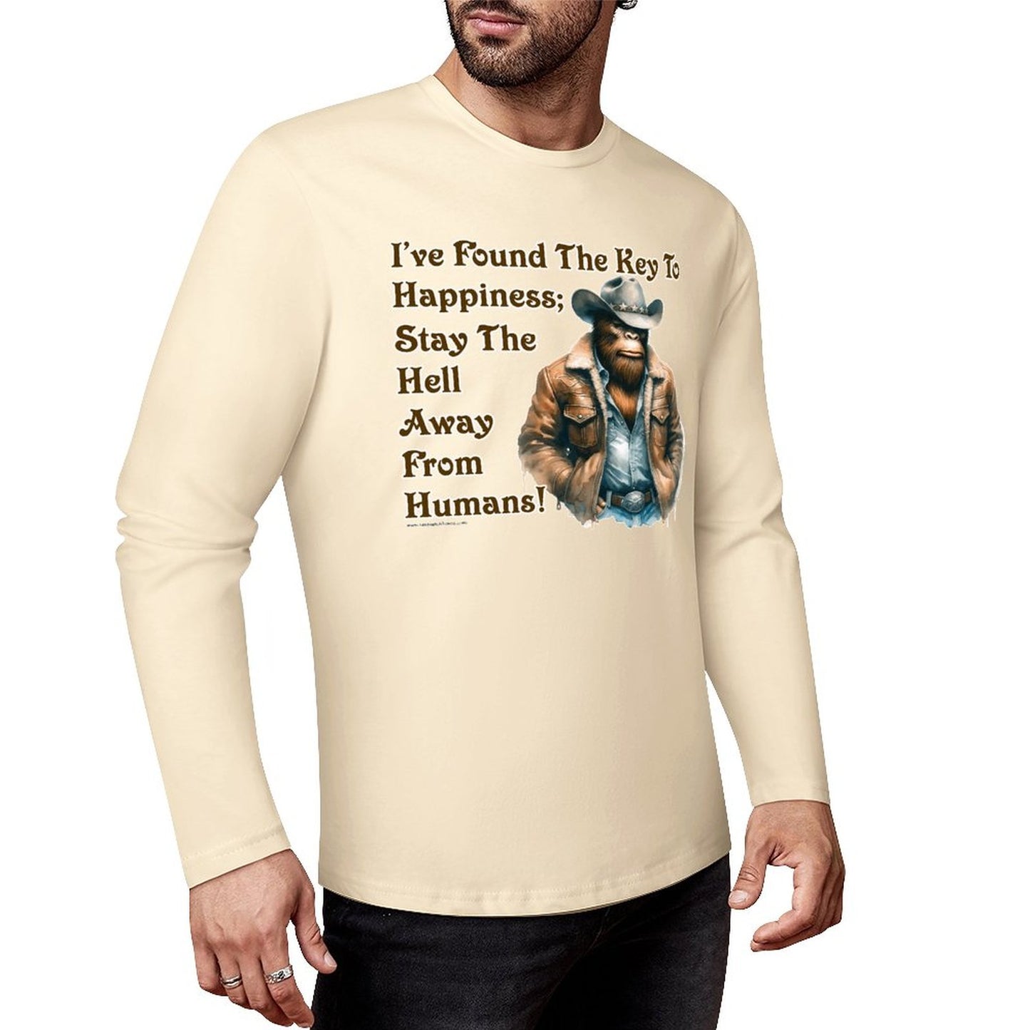 Cowboy Bigfoot / Sasquatch, "I found the key...", Cotton Unisex Long Sleeve T-shirt