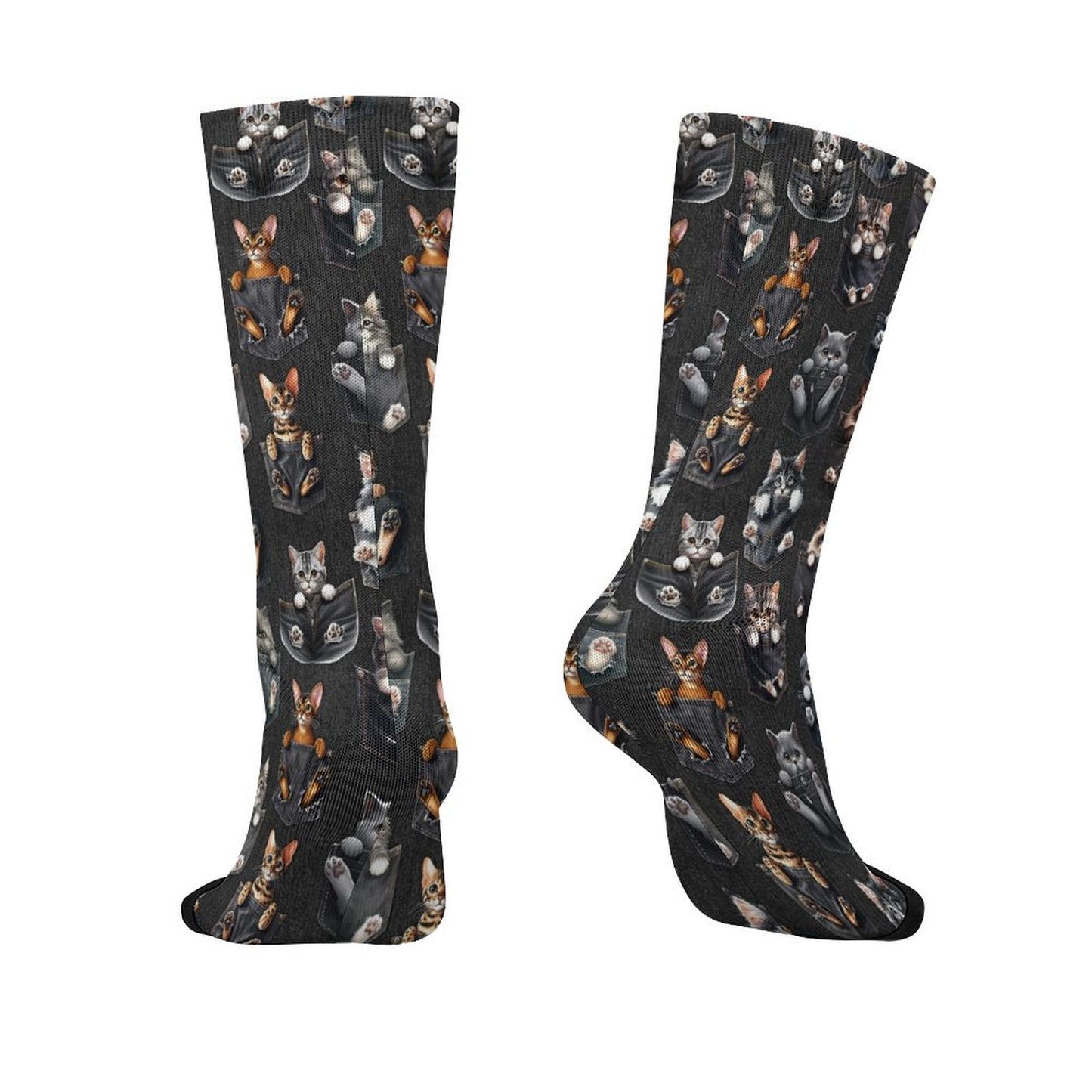 Kitties in Pockets, Children’s Polyester Socks