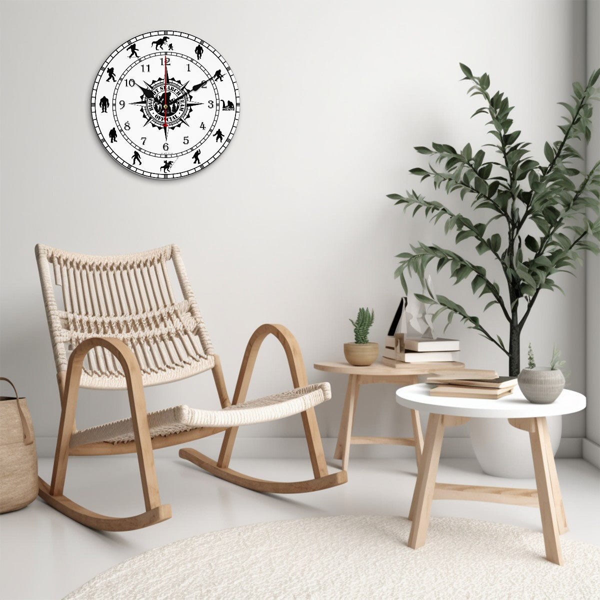 Bigfoot / Sasquatch Round Wooden Wall Clock