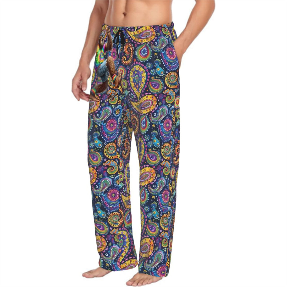 Psychedelic Paisley Men’s Polyester, Drawstring, Pajama Pants