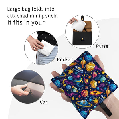 12 Galaxy Outer Space Designs, Reusable Folding Bag