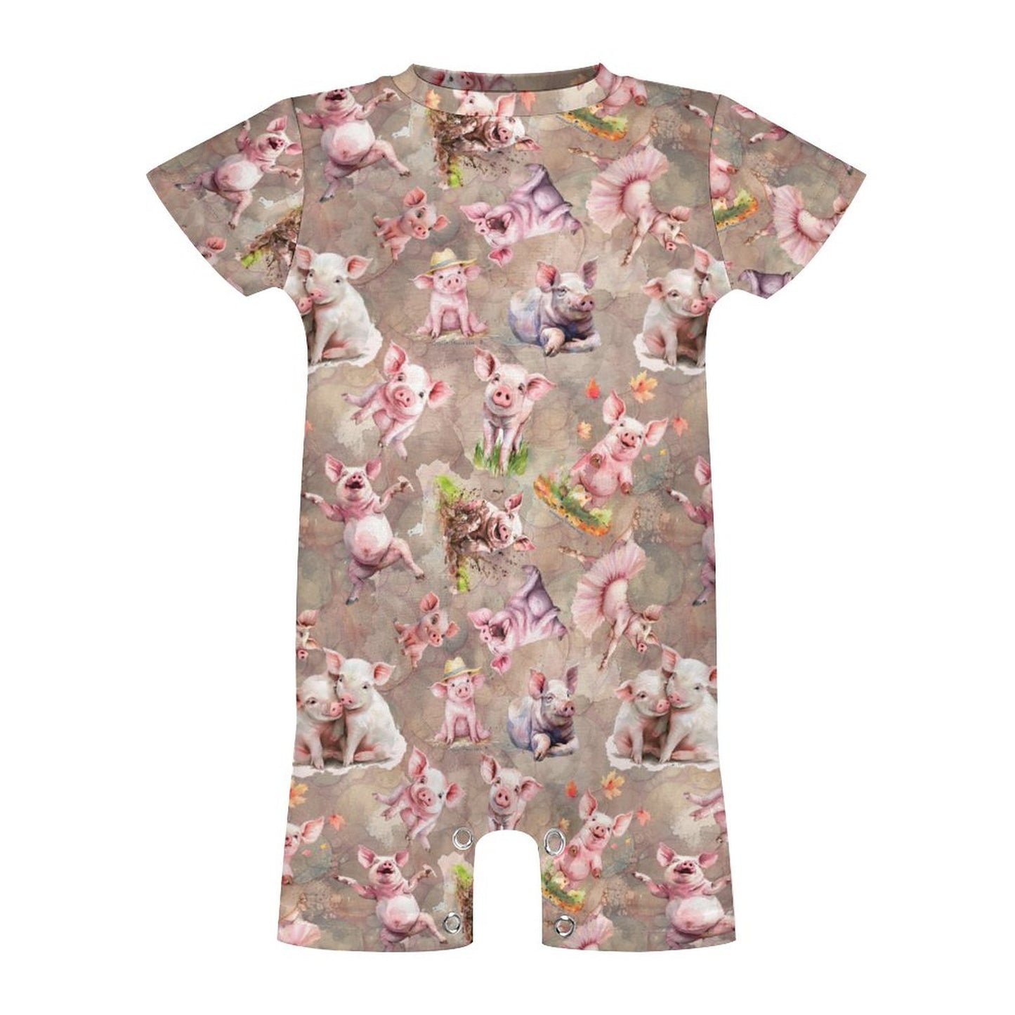 10 Animal Designs, Faux Cotton Short Sleeve Baby Bodysuit Romper