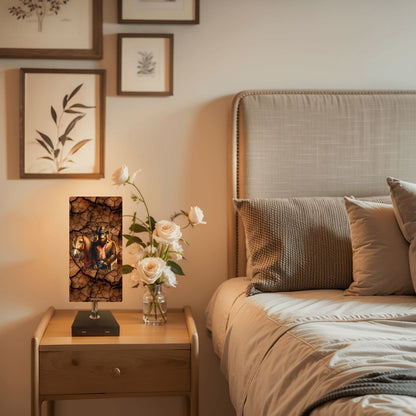 Bigfoot / Sasquatch Cowboy, Square Table Lamp with USB Ports, Charger