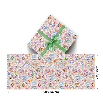 "Welcome Baby" Unicorn Baby Shower, 3 Pack Gift Wrapping Paper Sheets