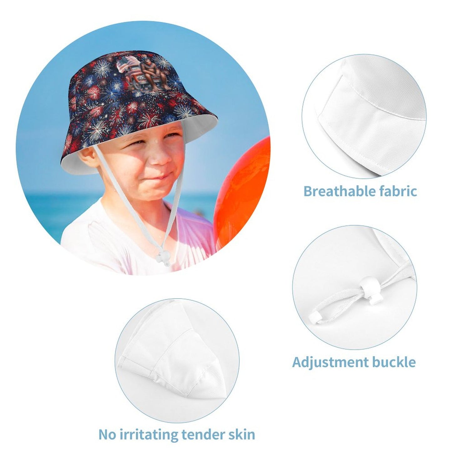 Patriot Bigfoot / Sasquatch on Truck, Kid’s Bucket Hat