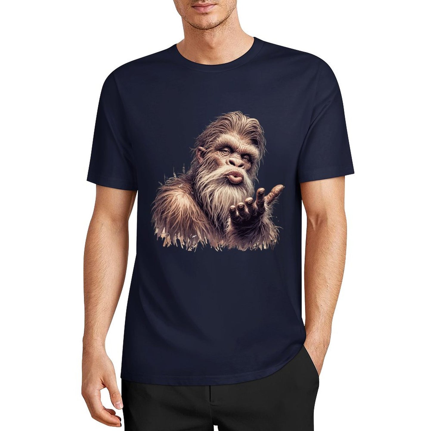 Bigfoot - Sasquatch Blowing Kiss Short Sleeve Cotton T-Shirt