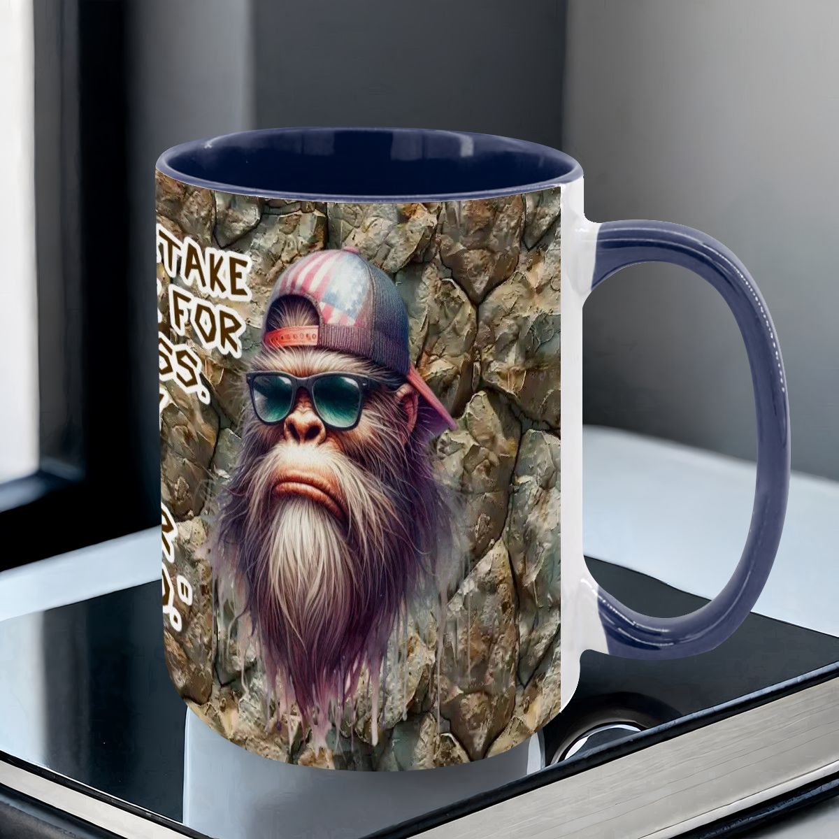 Sarcastic Sasquatch "Do not mistake..", Large 15 Ounce Colorful Mugs – Made In USA