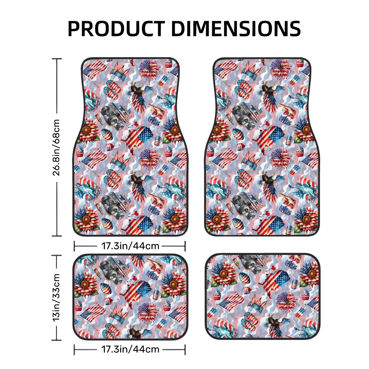 8 Patriot Designs, 4 Piece Auto Floor Mats