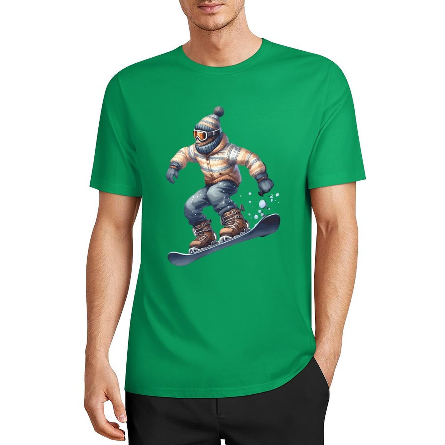 Bigfoot - Sasquatch Snowboarding Short Sleeve Cotton T-Shirt