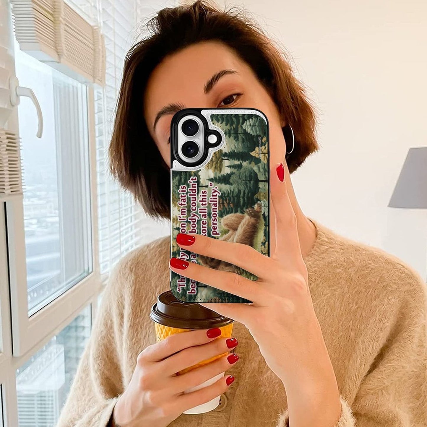 Bigfoot / Sasquatch "I'm only this fat..", iPhone 16 Faux Leather Wallet Case