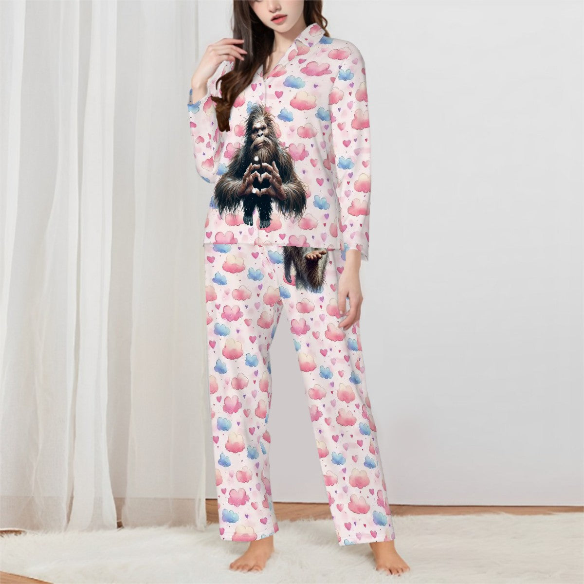 Bigfoot Sasquatch Love Women’s Long Sleeved Pajama Set