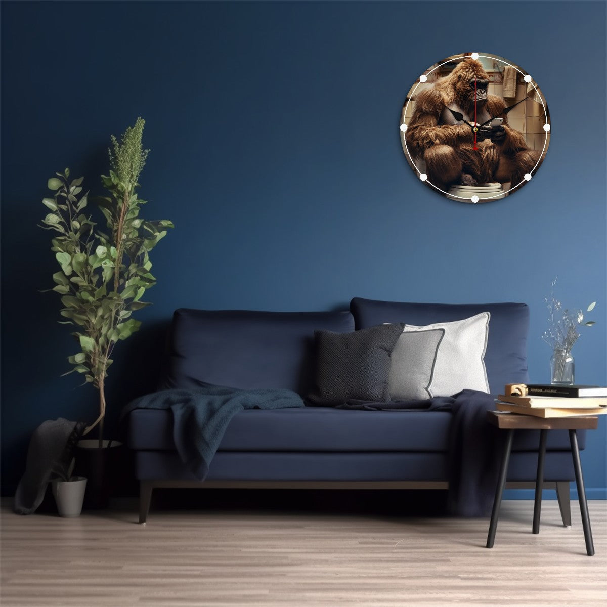 Sasquatch Bigfoot Toilet, Wooden Wall Clock