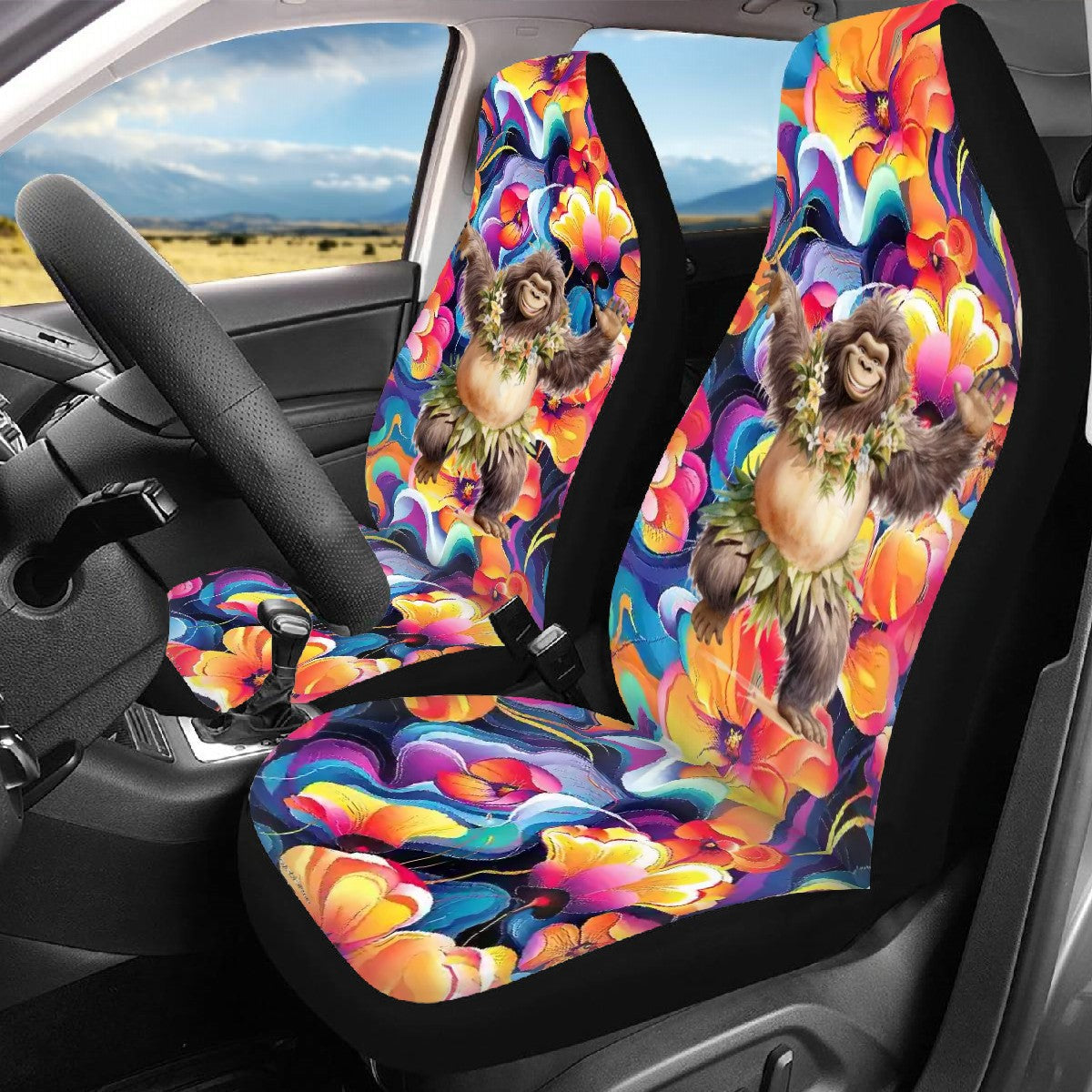 Hawaiian Bigfoot / Sasquatch, Car Seat Covers, Full 7 Piece Set