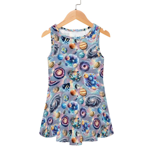 Mystical Design Themed Girls Polyester Sleeveless Dress