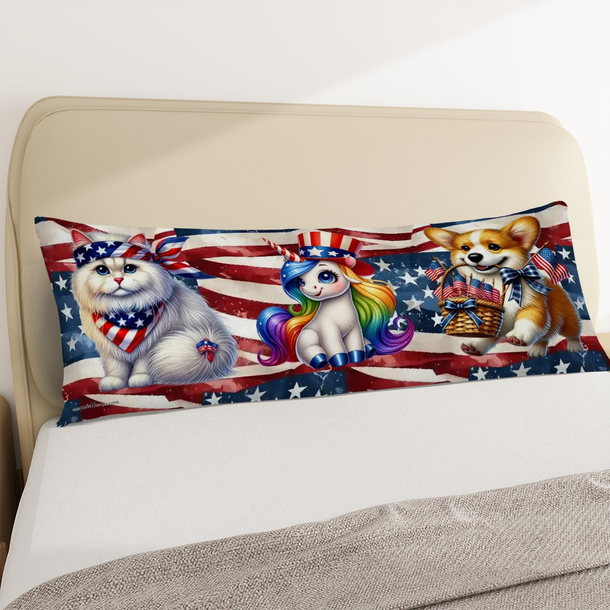 Patriotic Critters, Long Body Pillow Case