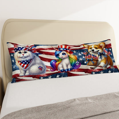 Patriotic Critters, Long Body Pillow Case