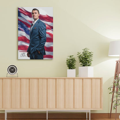 Charlie Kirk Framed Canvas Wooden Frame Wall Art Print - 2 Sizes