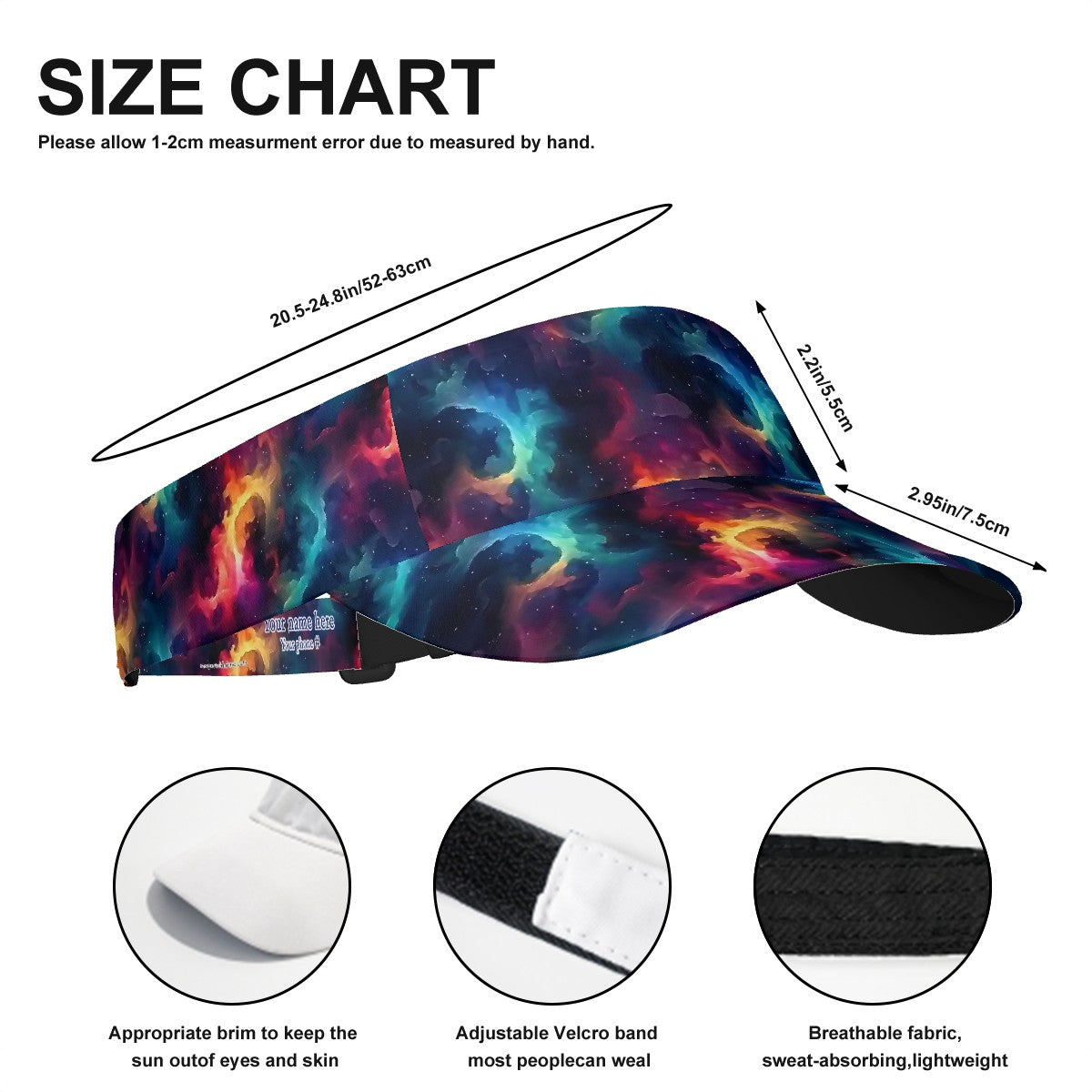 12 Galaxy / Outer Space Designs, Sun Visor Hat