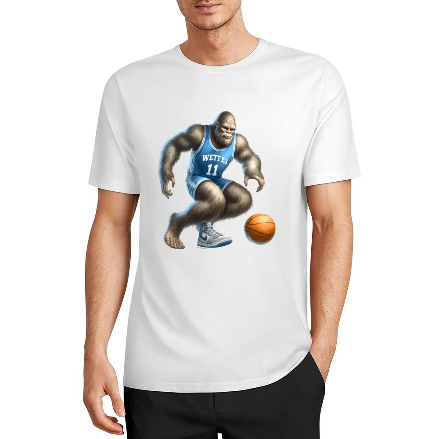 Bigfoot - Sasquatch Basketball Short Sleeve Cotton T-Shirt