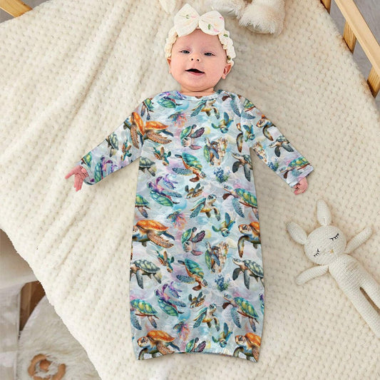 10 Animal Designs, Baby Long Sleeve Faux Cotton Sleeper Gown