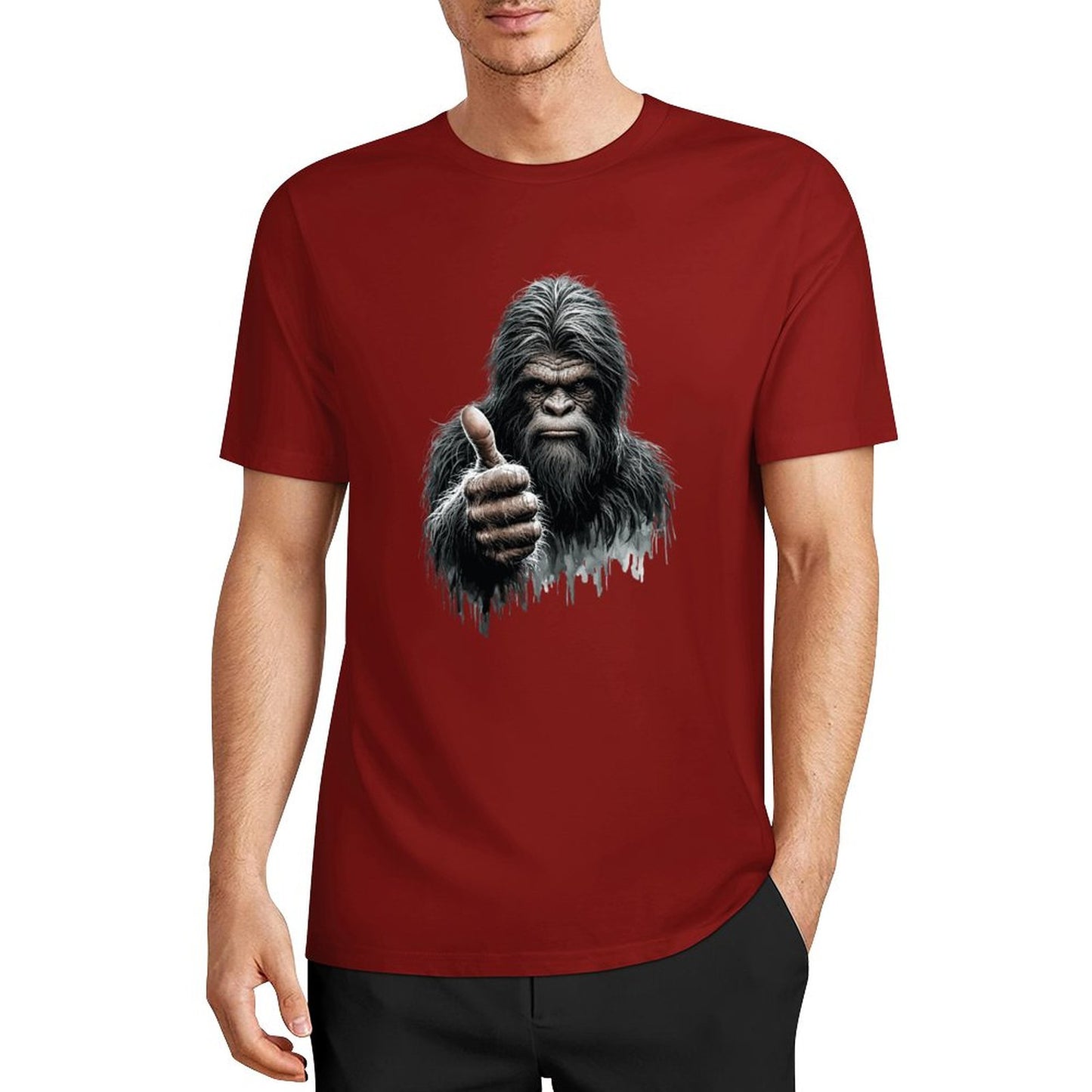 Bigfoot - Sasquatch Thumbs Up Short Sleeve Cotton T-Shirt