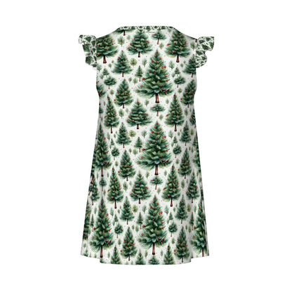 Sasquatch Santa and Girl, Girl's Flutter Sleeve Nightgown