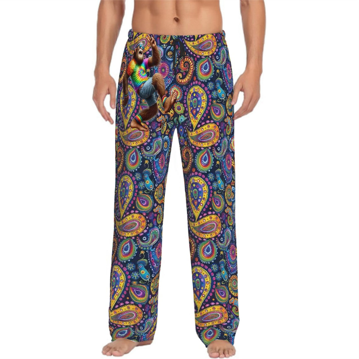 Psychedelic Paisley Men’s Polyester, Drawstring, Pajama Pants
