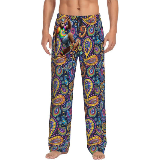 Psychedelic Paisley Men’s Polyester, Drawstring, Pajama Pants
