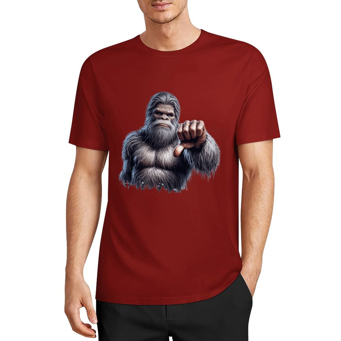 Bigfoot - Sasquatch Thumbs Down Short Sleeve Cotton T-Shirt