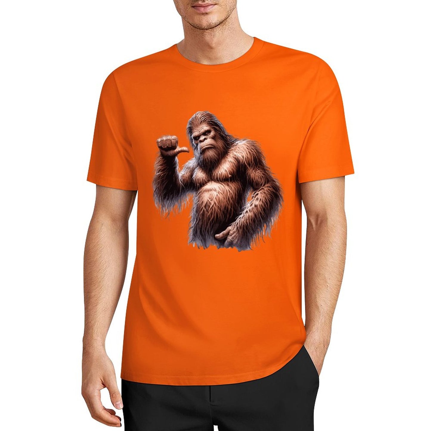 Bigfoot - Sasquatch Pointing at self Short Sleeve Cotton T-Shirt