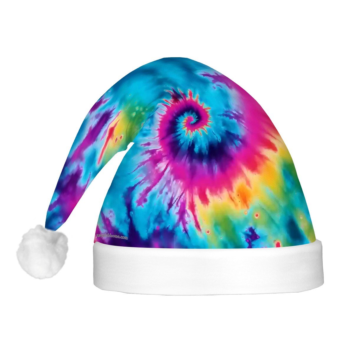 19 Tie Dye Designs, Adult Plush Santa Hat with Light