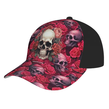 Skulls on Roses, Baseball Cap, Polyester Twill