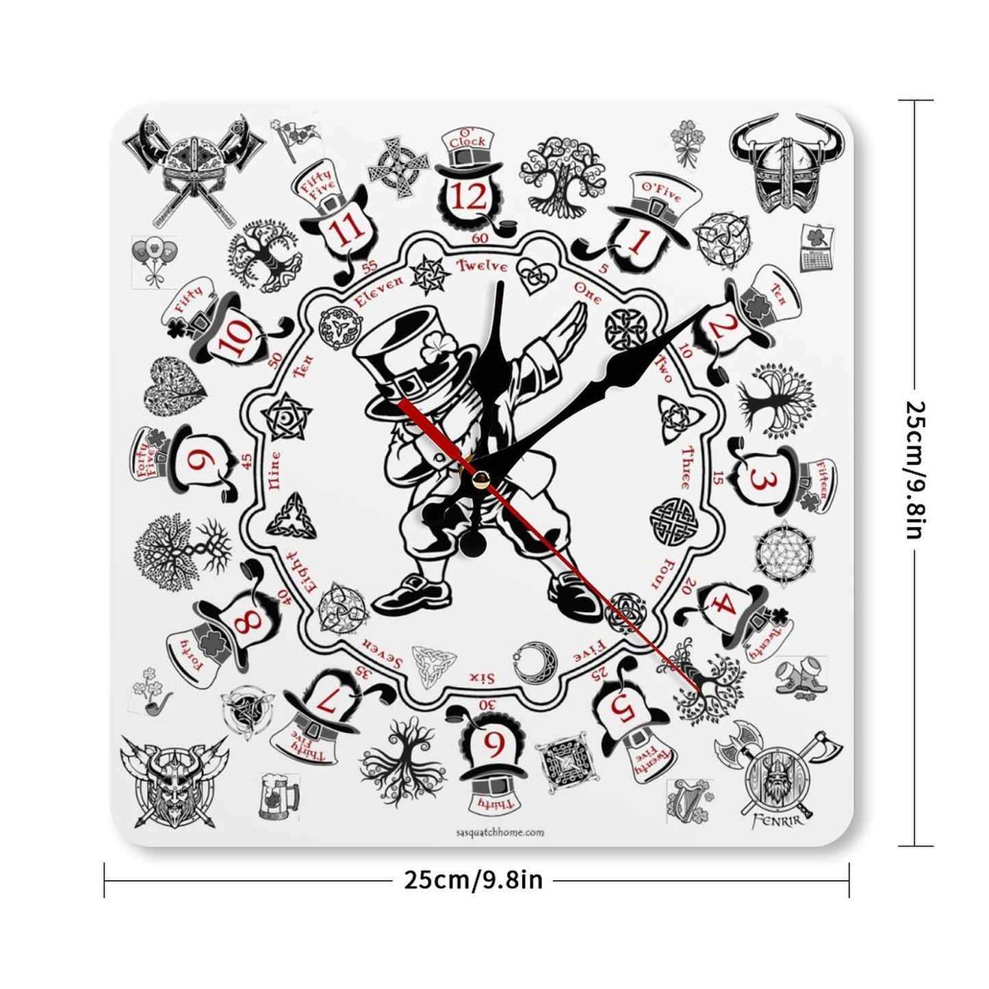 Leprechaun Dab, Square Wall Clock