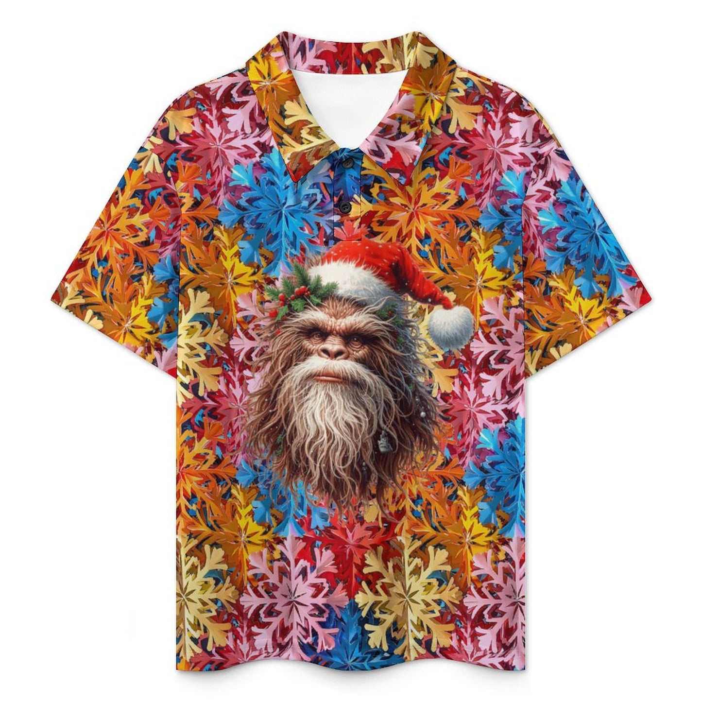 Santa Bigfoot / Sasquatch Santa, Kids Button Down Polo Shirt