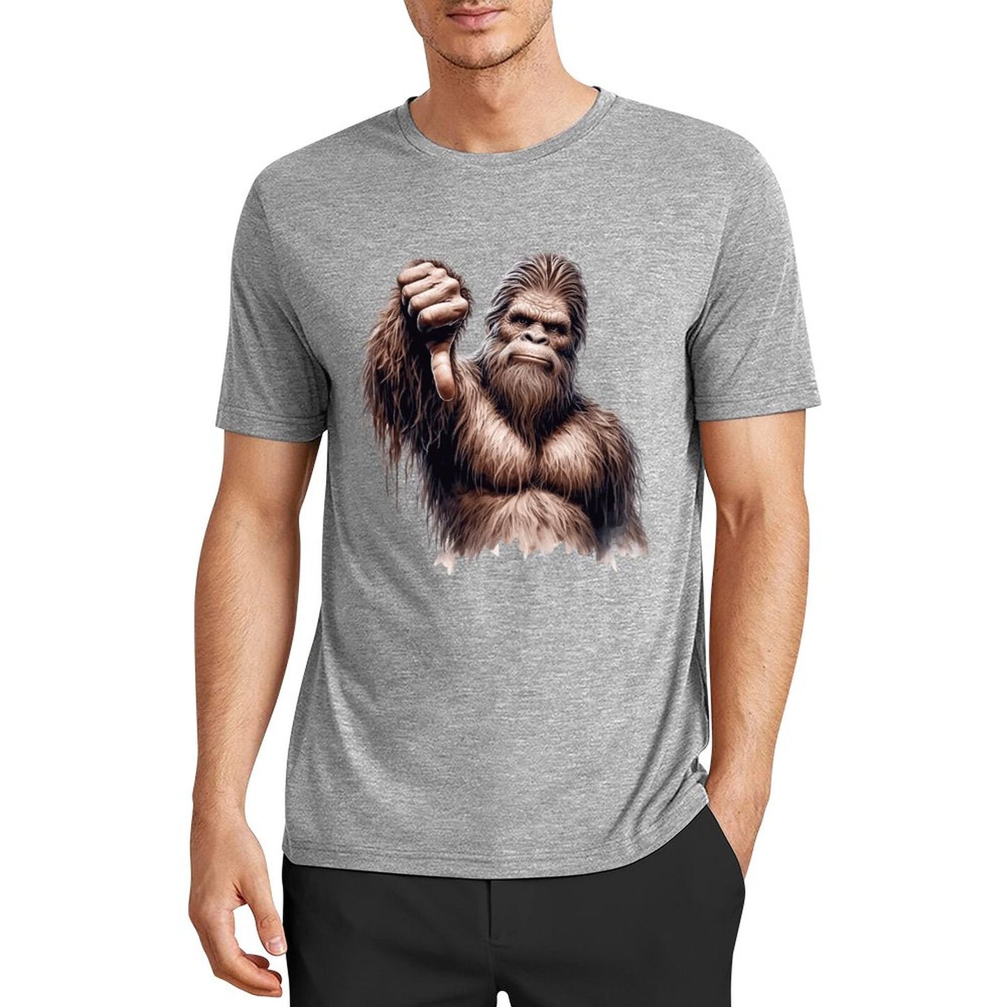 Bigfoot - Sasquatch Thumb Down Short Sleeve Cotton T-Shirt