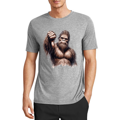 Bigfoot - Sasquatch Thumb Down Short Sleeve Cotton T-Shirt