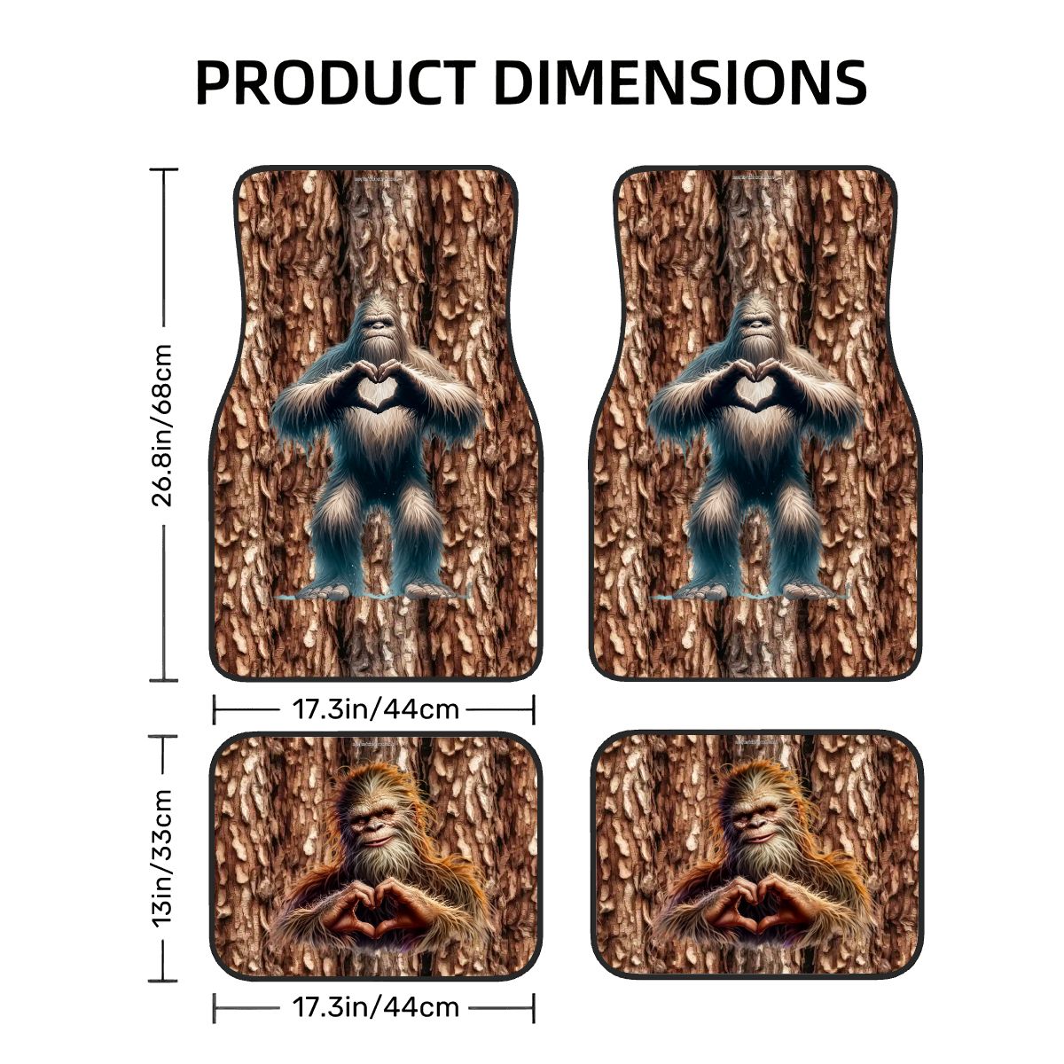 Bigfoot / Sasquatch Love, 4 Piece Auto Floor Mats