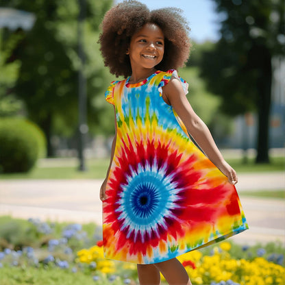 19 Tie Dye Designs, Girl's Flutter Sleeve Nightgown