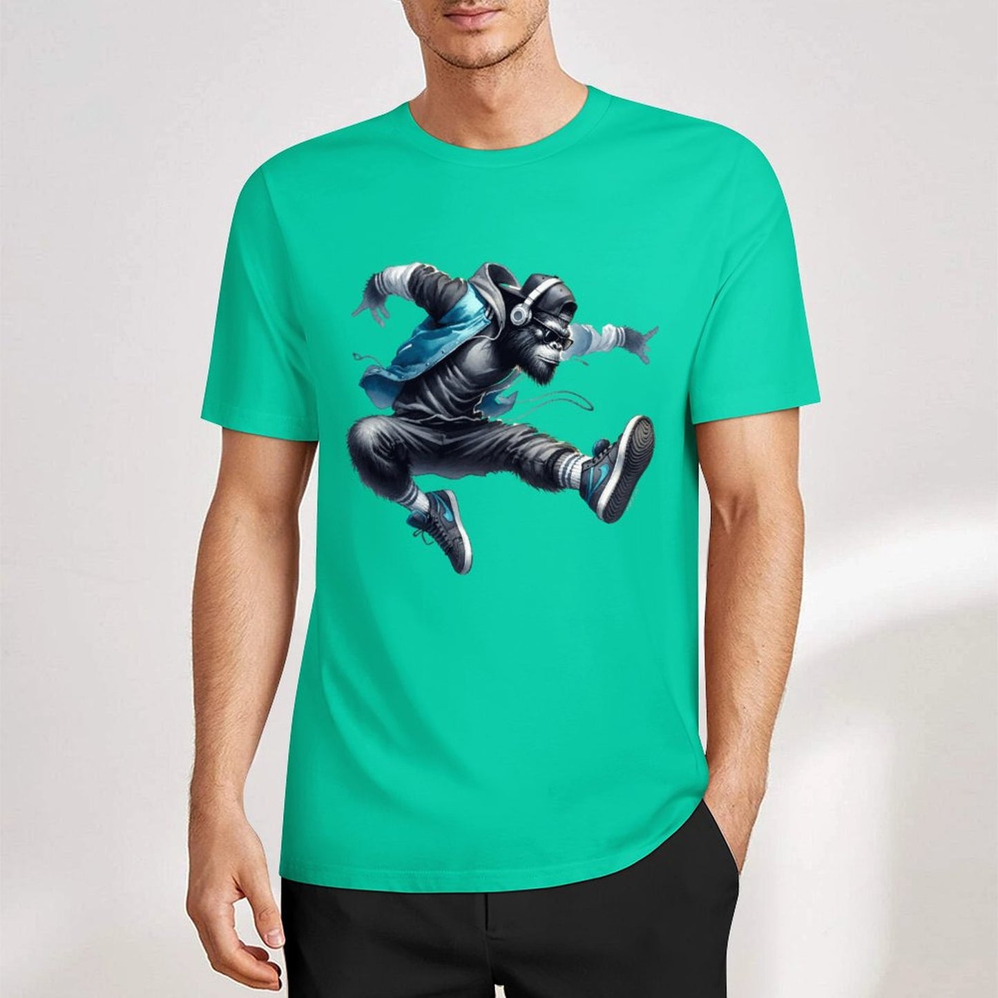 Bigfoot - Sasquatch Jumping Short Sleeve Cotton T-Shirt