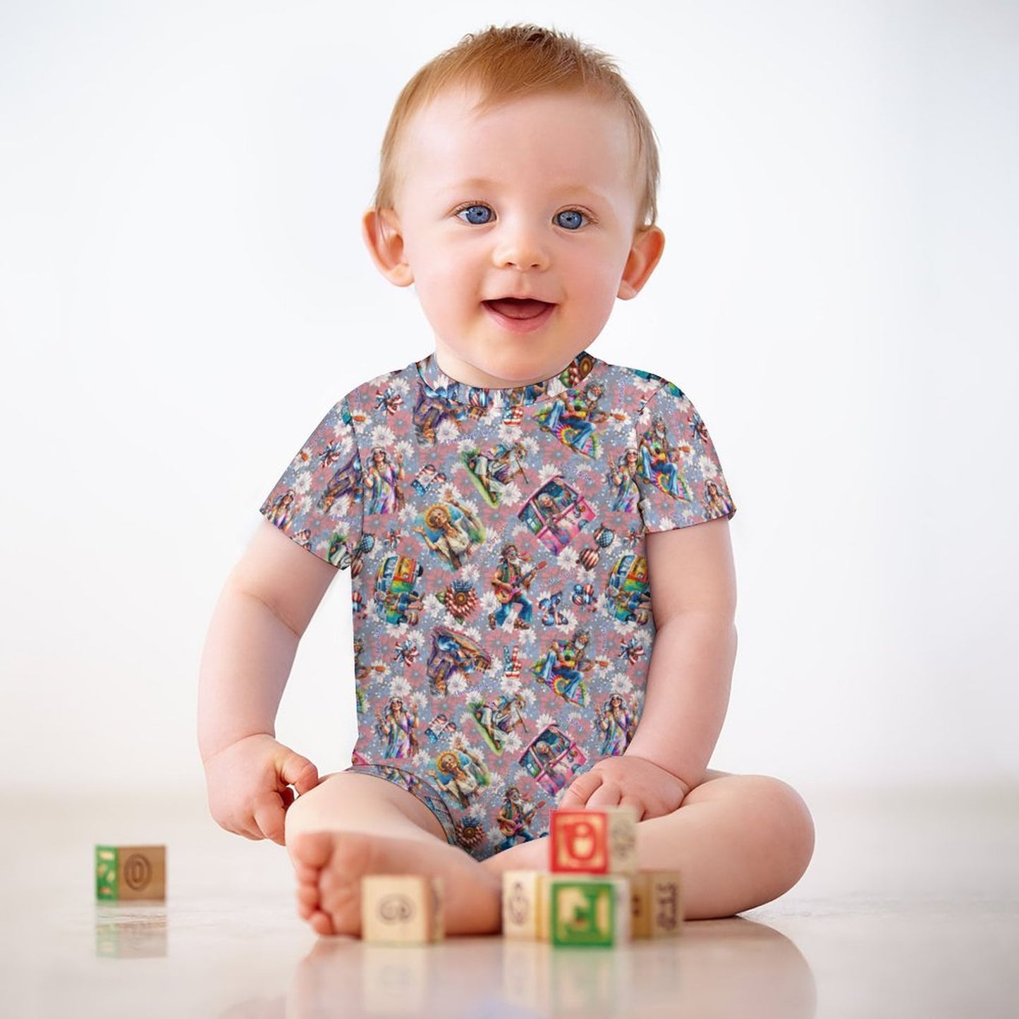 8 Patriot Designs, Faux Cotton Short Sleeve Baby Bodysuit Romper