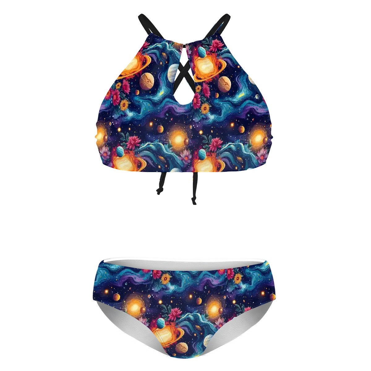 12 Galaxy, Outer Space Designs, Plus Size High-Waisted Bikini Customized Services