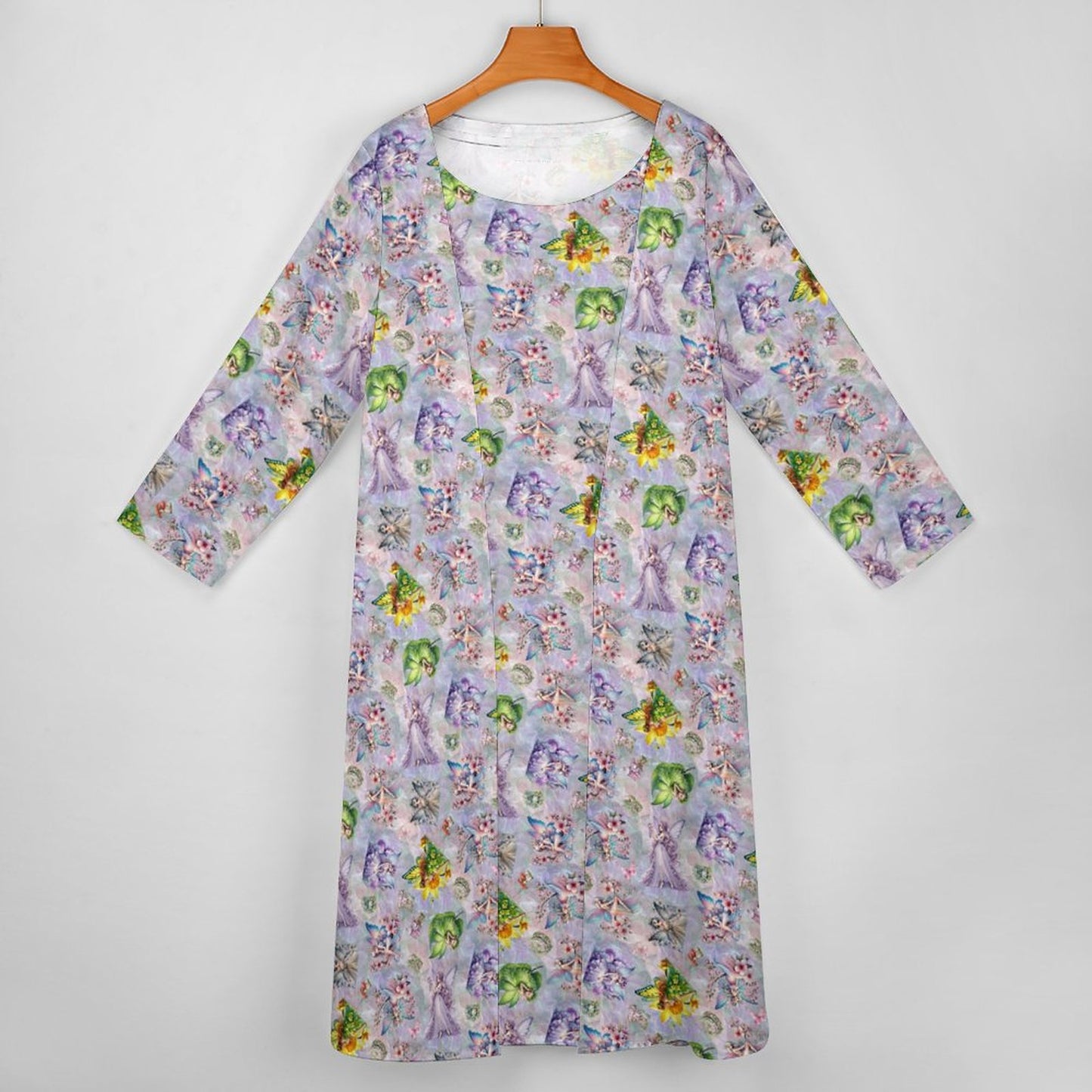 2 Piece Long Dress / Cardigan Set - Fairies