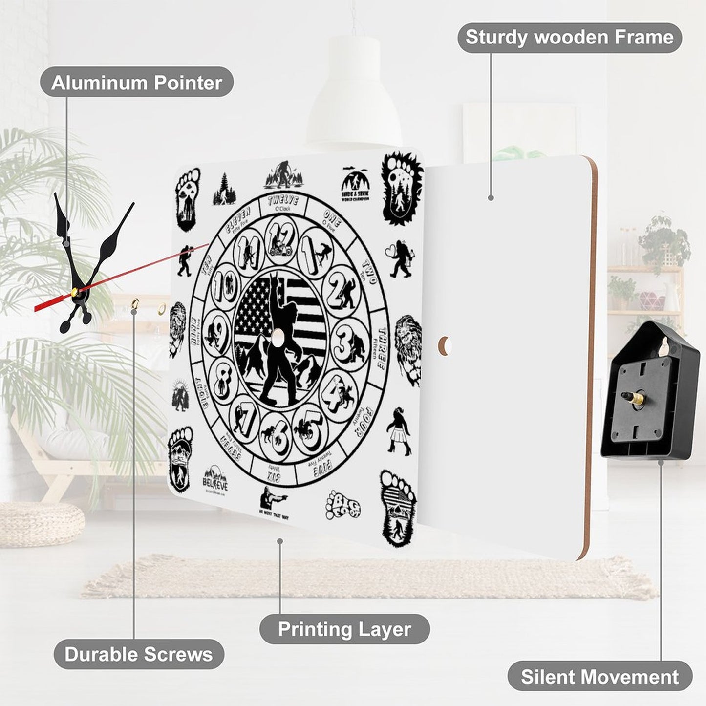 Bigfoot Sasquatch Square Wall Clock